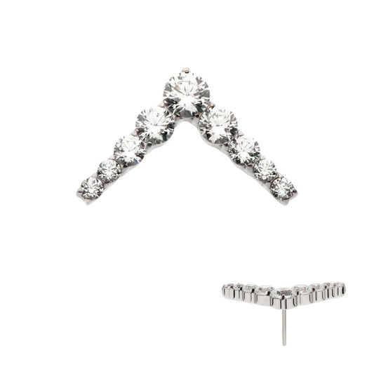 Titanium Threadless 9-Cluster Prong Set Round CZ Chevron Shape Top