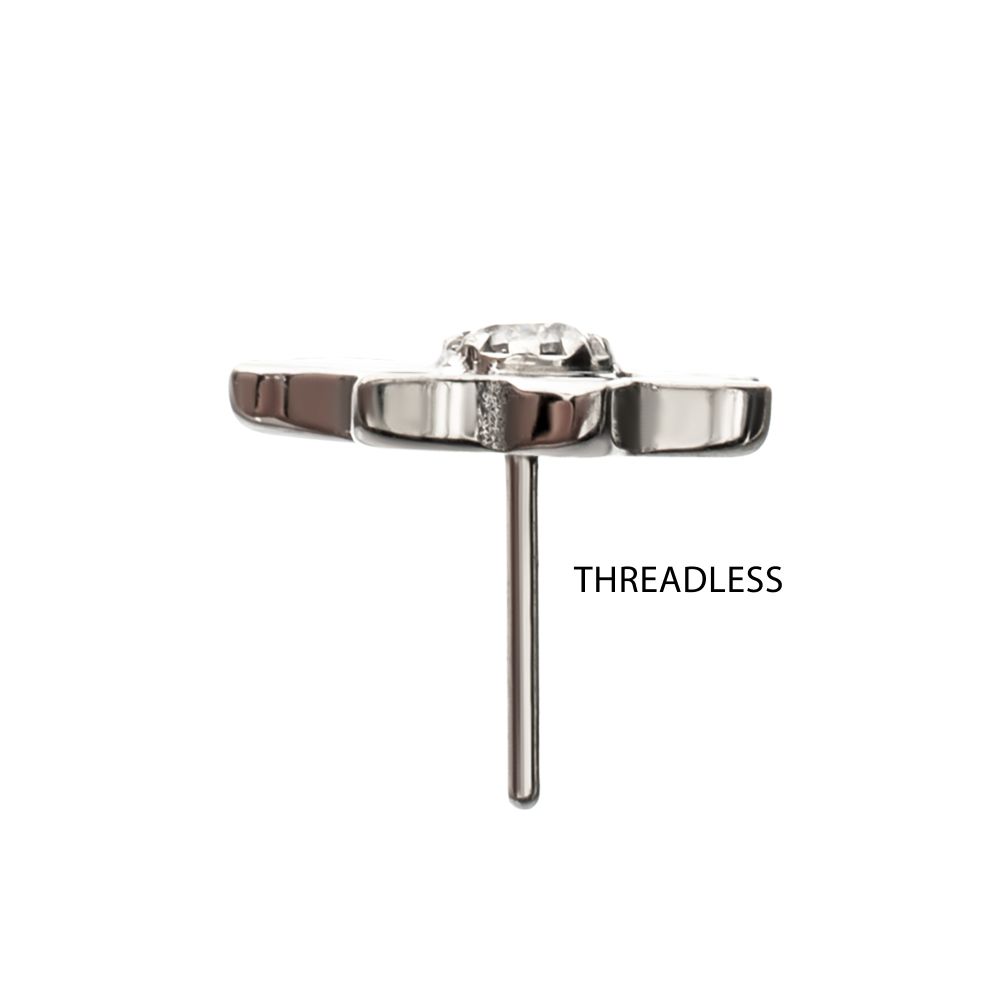 Titanium Threadless Lotus Flower Top with Prong Set Gem