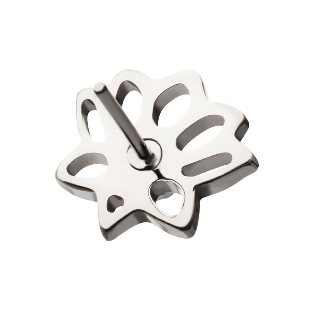 Titanium Threadless Lotus Flower Top with Prong Set Gem
