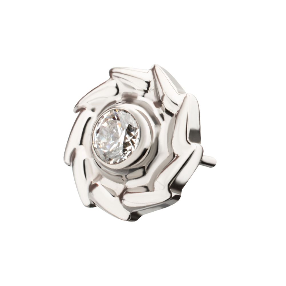 Titanium Threadless Vortex Spiral Top with Bezel Set Gem
