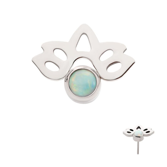 Titanium Threadless with Bezel Set Opal Lotus Flower Top