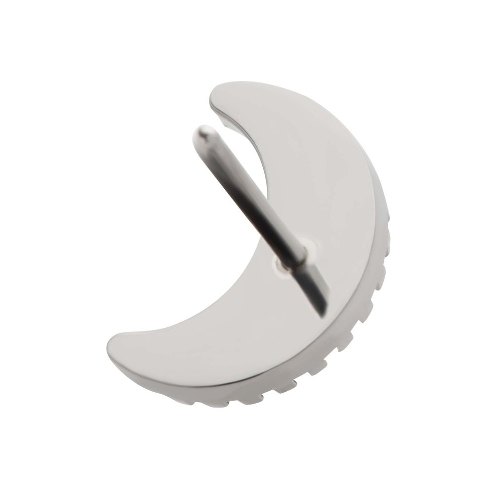 Titanium Threadless Crescent Moon Top with Prong Set White Opal