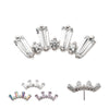 Titanium Threadless Prong Set Baguette & Round CZ 7-Cluster Top