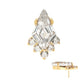 24Kt Gold PVD Titanium Threadless Prong Set Kite Shape CZ Top with 5-Cluster Round CZ