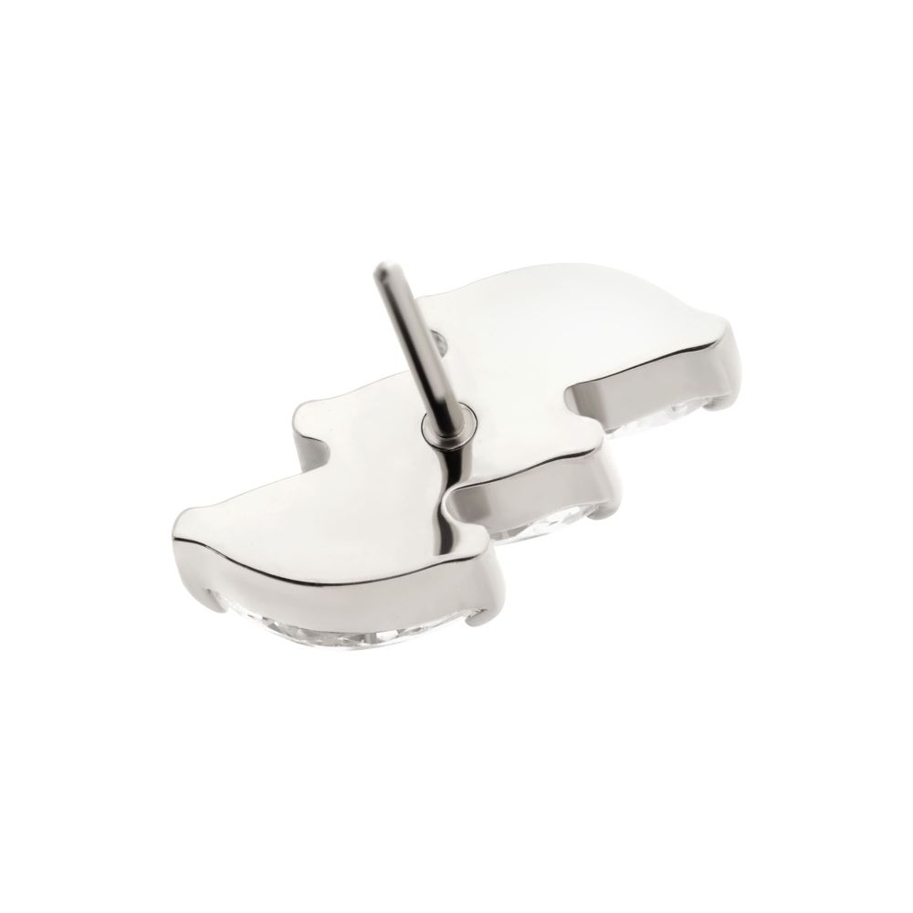Titanium Threadless Prong Set Marquise CZ Diagonal 3-Cluster Top