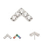 Titanium Threadless Prong Set  5 Round CZ Chevron Shape Top