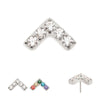 Titanium Threadless Prong Set  5 Round CZ Chevron Shape Top