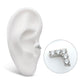 Titanium Threadless Prong Set  5 Round CZ Chevron Shape Top