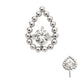 Titanium Threadless Hollow Teardrop Shape Beads with Prong Set CZ Top