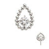 Titanium Threadless Hollow Teardrop Shape Beads with Prong Set CZ Top