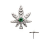 Titanium Threadless Prong Set Emerald Green Gem Pot Leaf Top