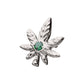 Titanium Threadless Prong Set Emerald Green Gem Pot Leaf Top