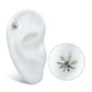Titanium Threadless Prong Set Emerald Green Gem Pot Leaf Top
