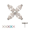 Titanium Threadless 4-Marquise Flower Gem Top