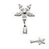 Titanium Threadless 5 Marquise CZ Flower Shape Top with Dangle Prong Set Round CZ