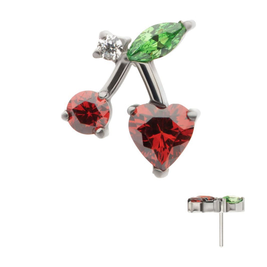Titanium Threadless Prong Set Multi Gem Cherry Top