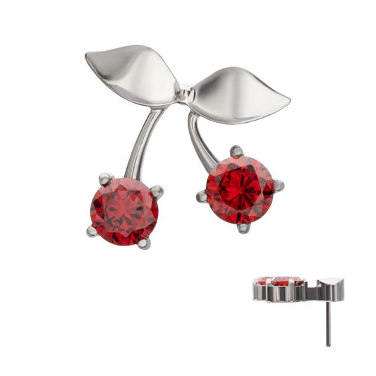 Titanium Threadless Prong Set Garnet Gem Cherry Top