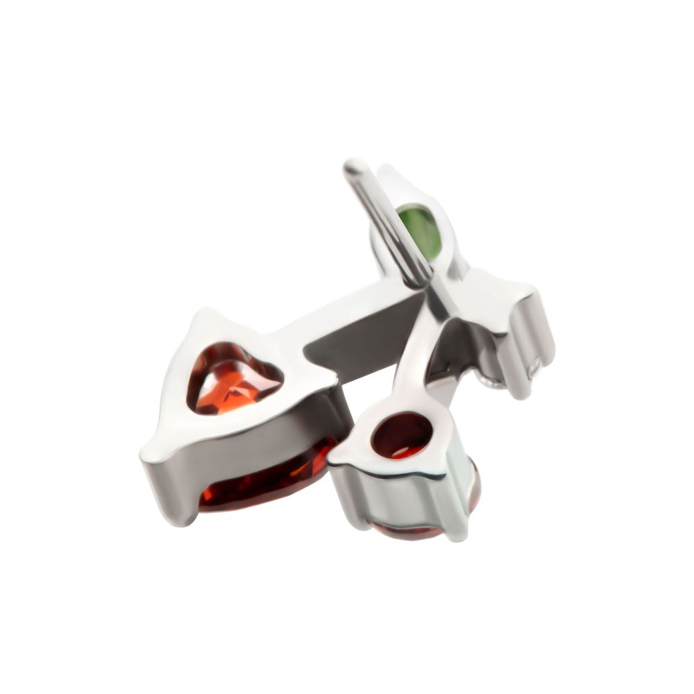 Titanium Threadless Prong Set Multi Gem Cherry Top
