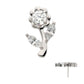 Titanium Threadless Prong Set Round & Marquise CZ Gem Rose Flower Top