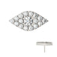 Titanium Threadless Pave Set Full Clear Round CZ Gem Evil Eye Top