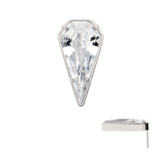 Titanium Threadless Prong Set Kite Shape CZ Top