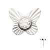 Titanium Threadless Corrugated Butterfly with Bezel Gem Top