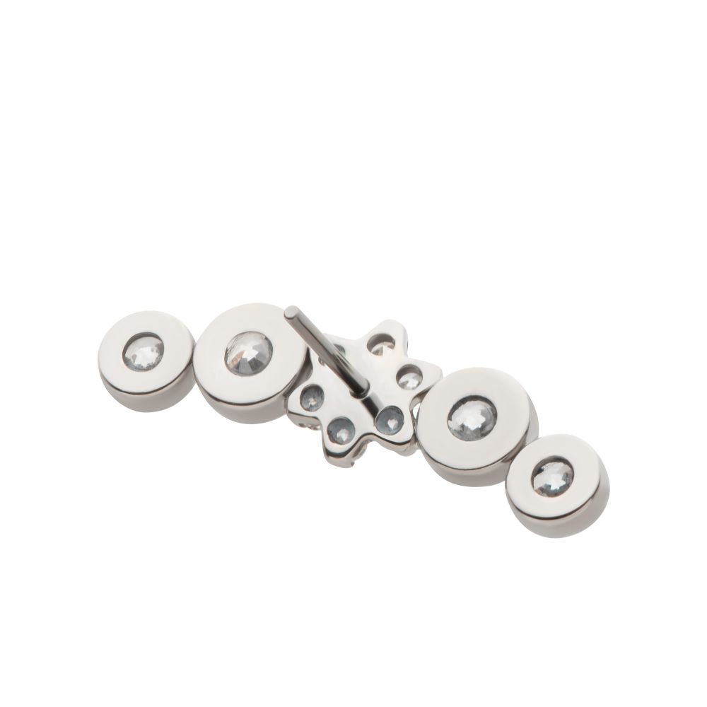 Titanium Threadless Prong Set Flower with Bezel Set Round CZ/Opal Cluster Top