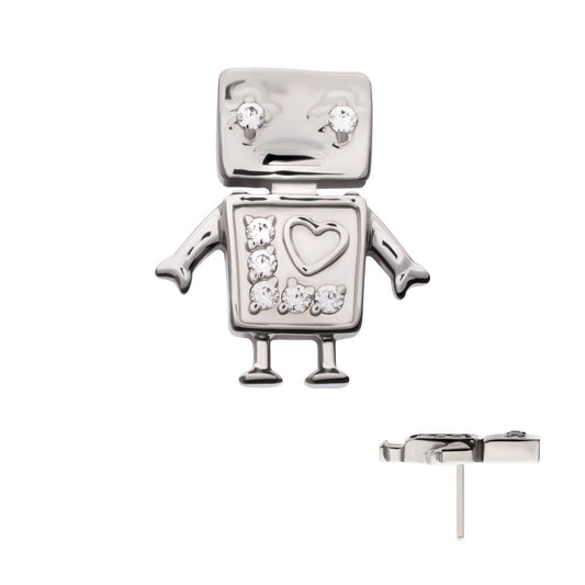 Titanium Threadless Prong Set Gem Robot Top