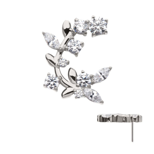 Titanium Threadless Prong Set Round & Marquise Gem Vine Top