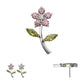 Titanium Threadless Prong Set Multi-Gem Flower & Stem Top