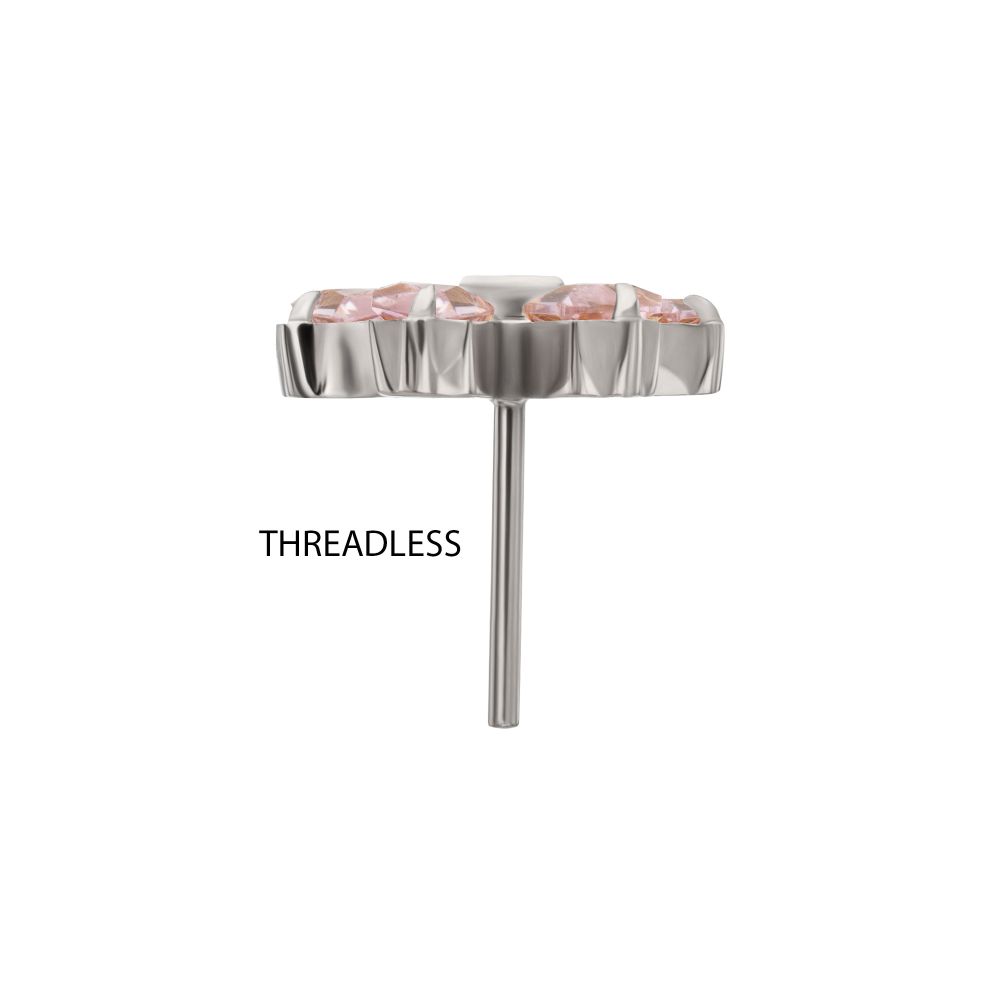 Titanium Threadless Bow Top with Prong Set Marquise & Baguette Gem