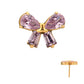 24Kt Gold PVD Titanium Threadless Bow Top with Prong Set Marquise & Baguette Gem