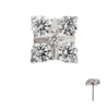 Titanium Threadless Square Shape Top with Prong Set 5-Gem Cluster