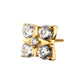 24Kt Gold PVD Titanium Threadless Square Shape Top with Prong Set 5-Gem Cluster