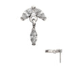 Titanium Threadless Twin Marquise Gem Top with Marquise Dangle