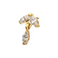 24KT Gold PVD Titanium Threadless Twin Marquise Gem Top with Marquise Dangle