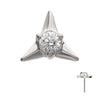 Titanium Threadless Triangle Shape Top with Prong Set Gem