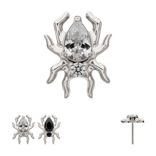 Titanium Threadless Spider Top with Teardrop & Round Gem
