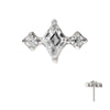 Titanium Threadless 3-Cluster Top with Prong Set Round & Rhombus Gem
