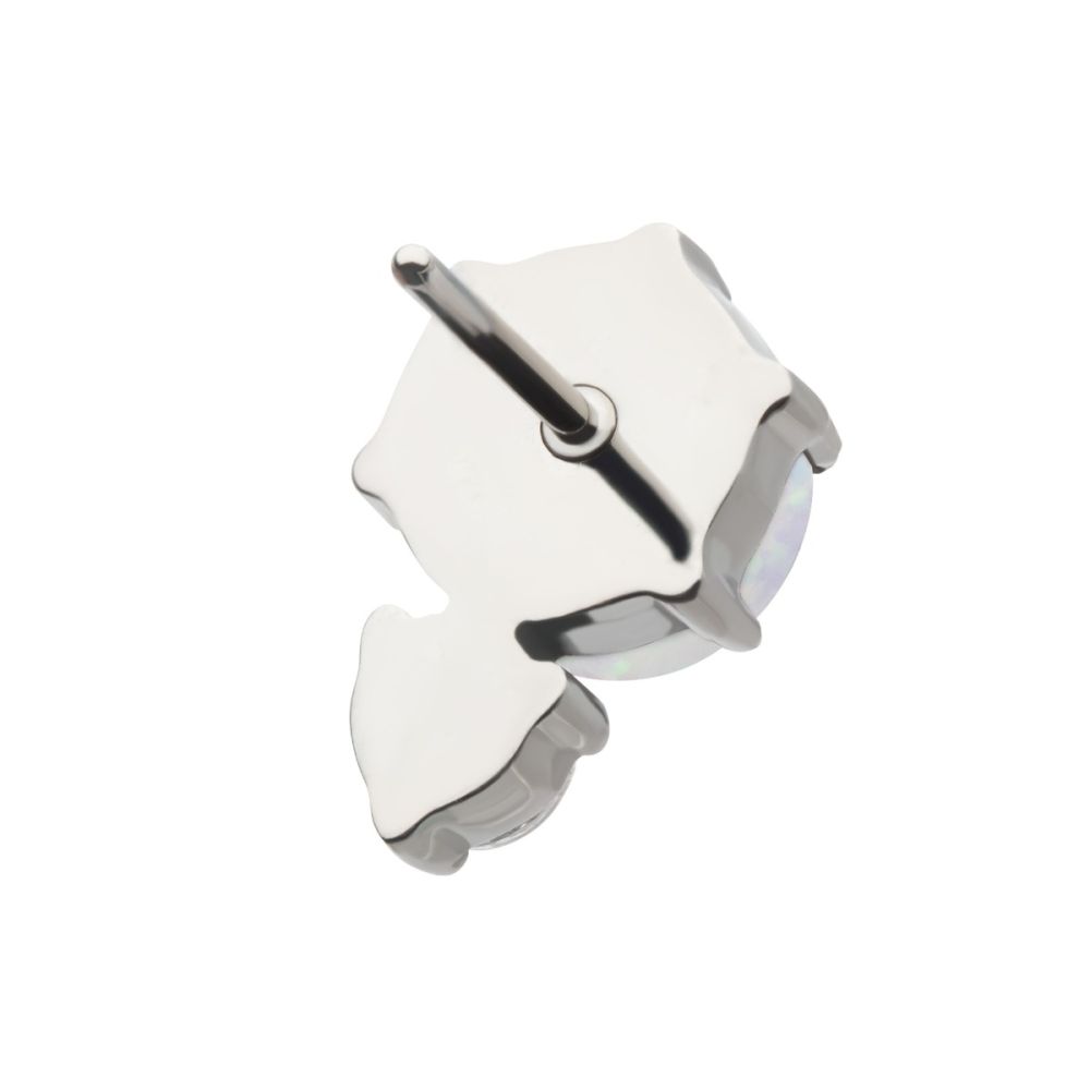 Threadless Prong Set Double Round Gem and Synthetic Opal Top