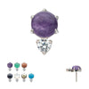 Threadless Prong Set Double Round Gem and Natural Stone Top