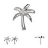 Titanium Threadless Low Profile 3D Palm Tree Top With Prong Set Gem