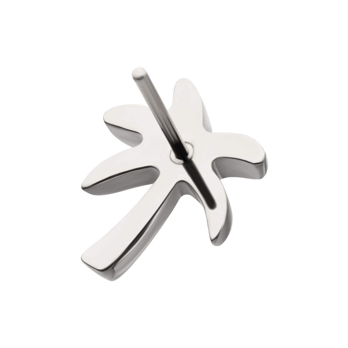 Titanium Threadless Low Profile 3D Palm Tree Top With Prong Set Gem