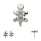 Titanium Threadless Low Profile 3D Sea Turtle Top with Prong Set Oval Gem