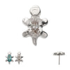 Titanium Threadless Low Profile 3D Sea Turtle Top with Prong Set Oval Gem