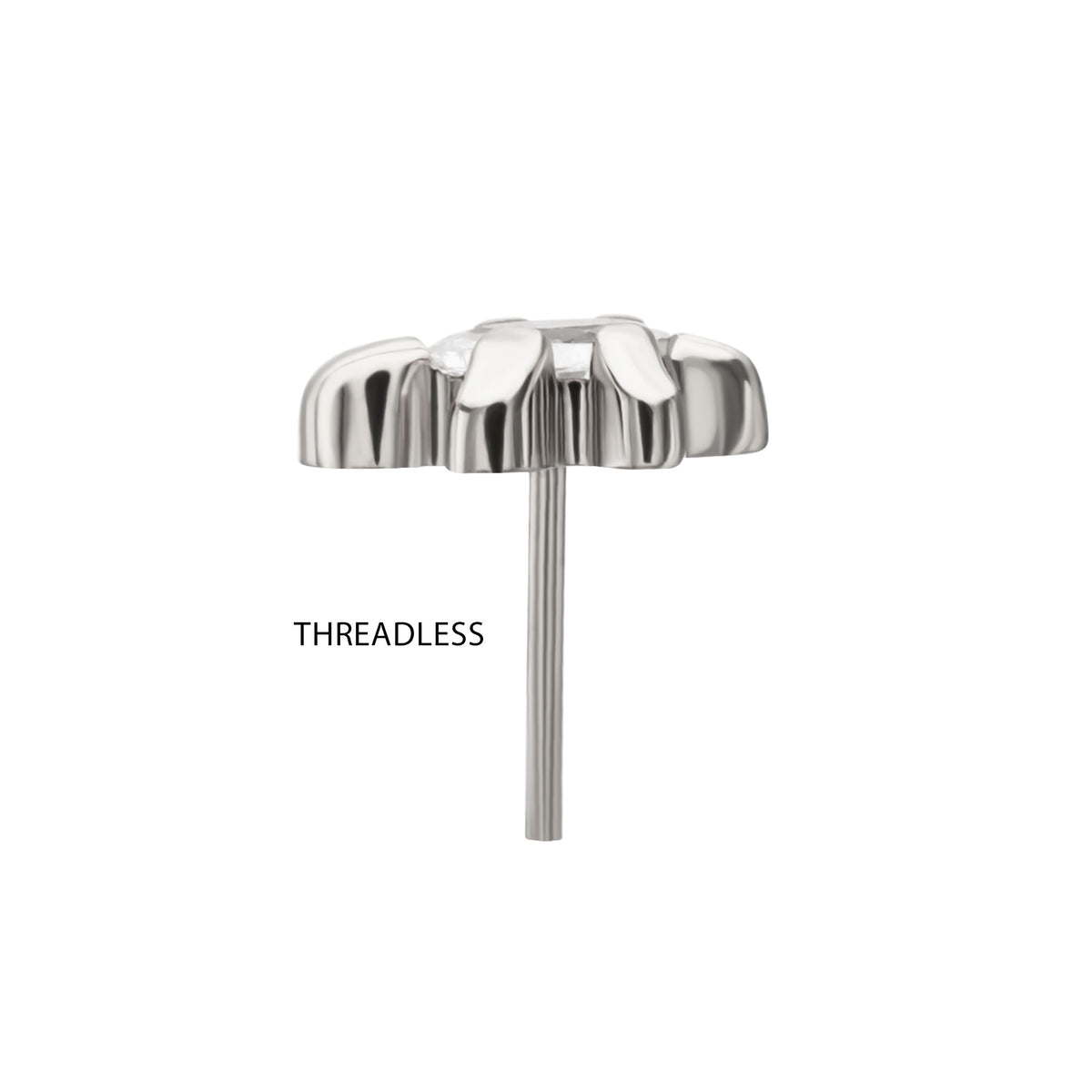 Titanium Threadless Low Profile 3D Sea Turtle Top with Prong Set Oval Gem
