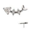 Titanium Threadless Low Profile Fishbone Top with Prong Set Gem
