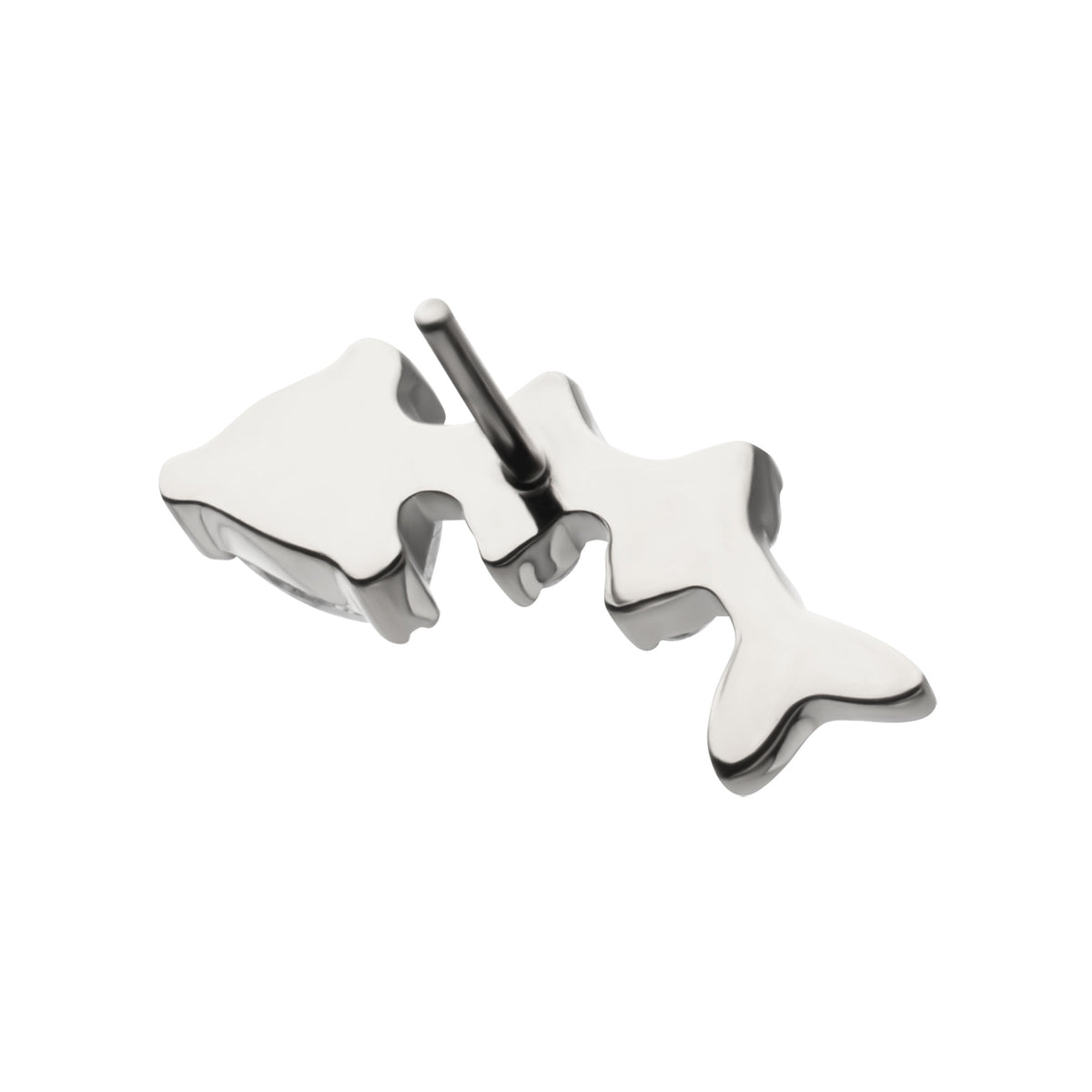 Titanium Threadless Low Profile Fishbone Top with Prong Set Gem
