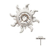 Titanium Threadless Sunburst Top with Bezel Gem