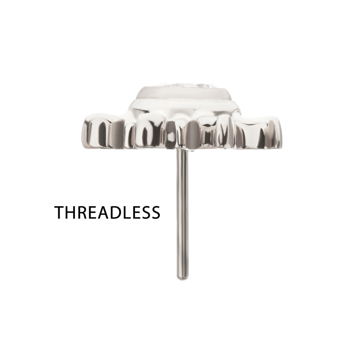 Titanium Threadless Sunburst Top with Bezel Gem